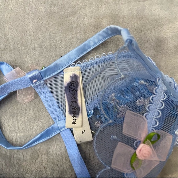 New! For Love and Lemons Bluebell Garter Belt with Clips Blue 10467 - Picture 5 of 8